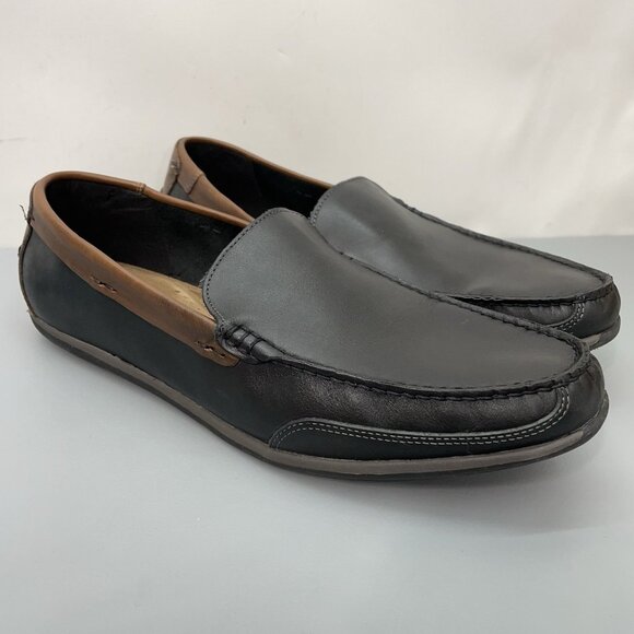 Chaps Driving Dress Loafers Shoes Comfort Two Tone Slip On Leather Black Mens 13 - Picture 1 of 14